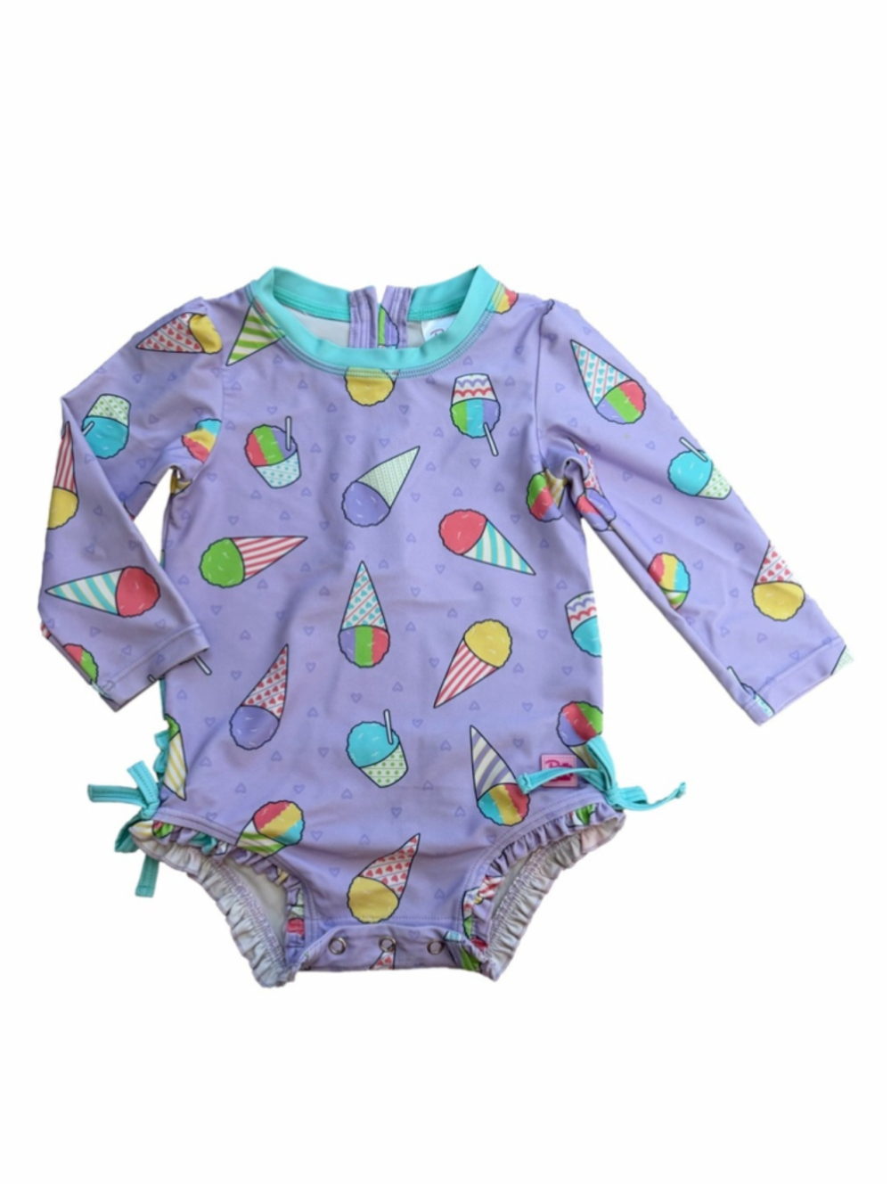 RuffleButts Size 18-24 Months Purple Snow Cone One Piece Rashguard Swimsuit